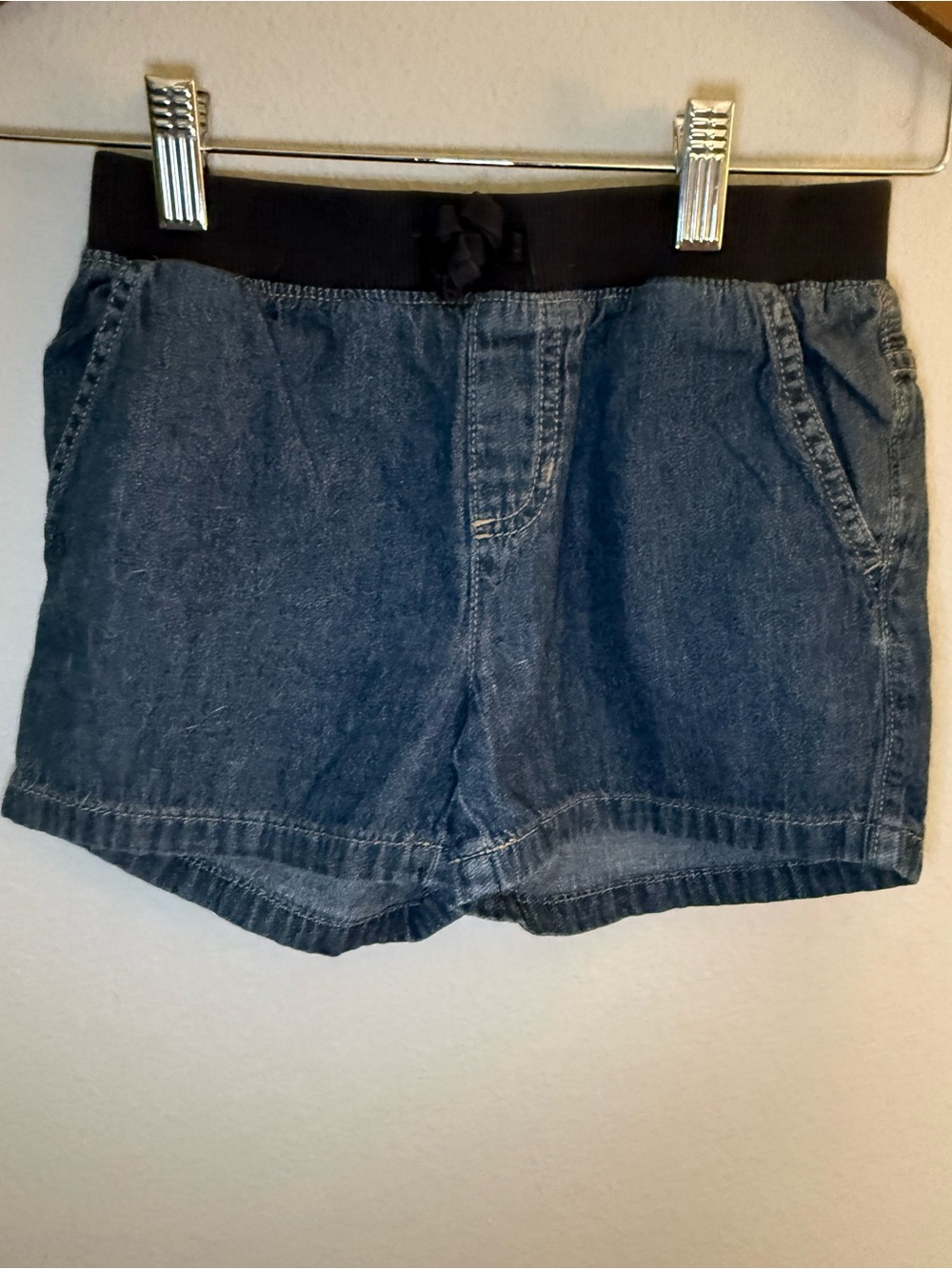 1989 Place Blue Denim Shorts with Black Knit Waistband
